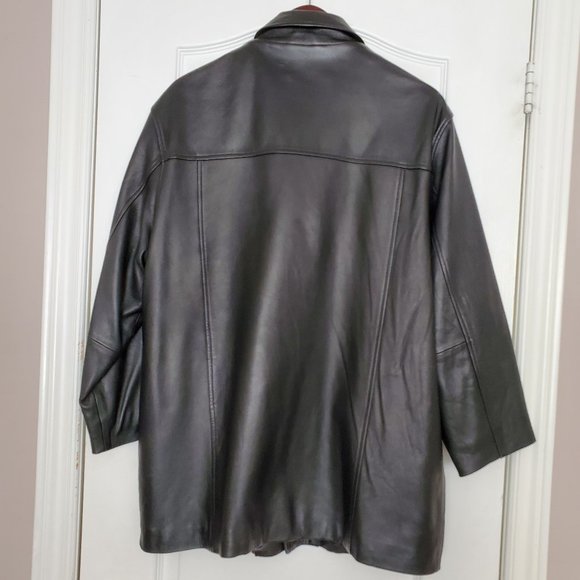 MANTLES Black Leather Jacket - Picture 2 of 14